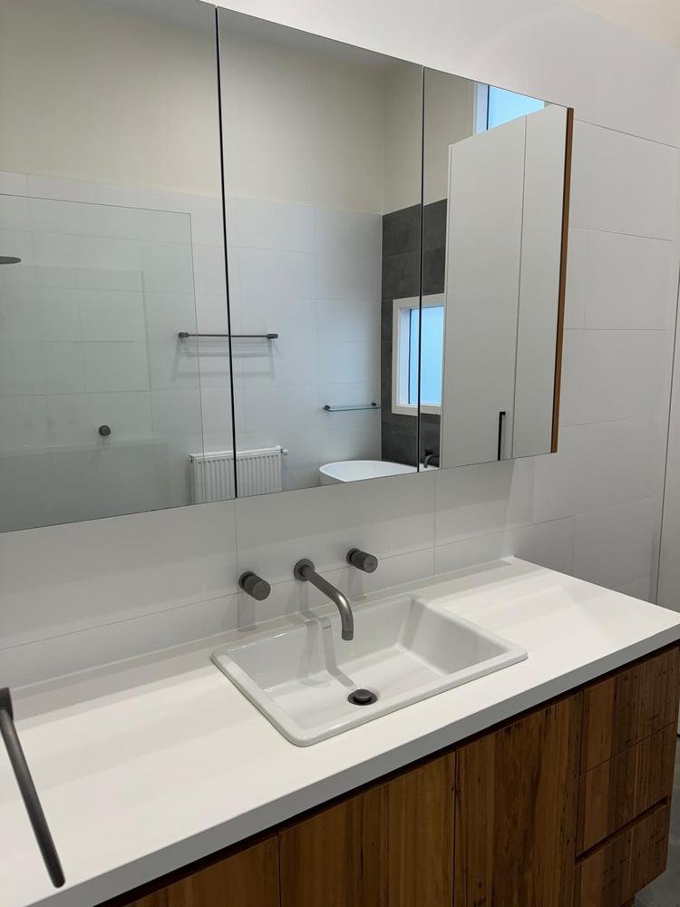 Clean vanity and mirror